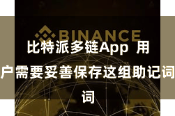 比特派多链App  用户需要妥善保存这组助记词